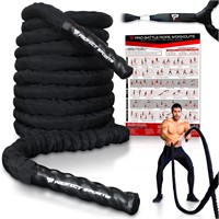 Pro Battle Ropes with Anchor Strap Kit and Exerci