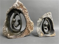 Pair of Signed Soapstone Carvings