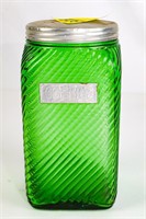 Green Uranium Glass Coffee Jar with Lid