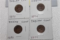 4 Indian Cents (1890s)
