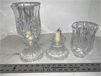 Cut glass candleholders