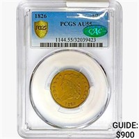 1826 CAC Classic Head Half Cent PCGS AU55