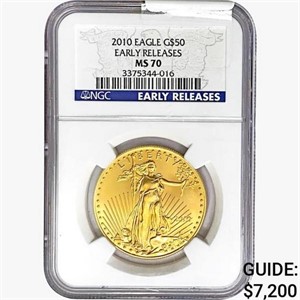 2010 $50 1oz. Gold Eagle NGC MS70 ER