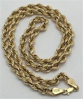 10k Gold Rope Chain Necklace