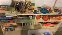 Kids Games, Books, etc and shelf