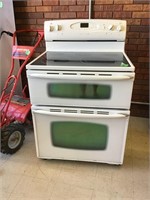 Maytag glass top electric stove, double oven