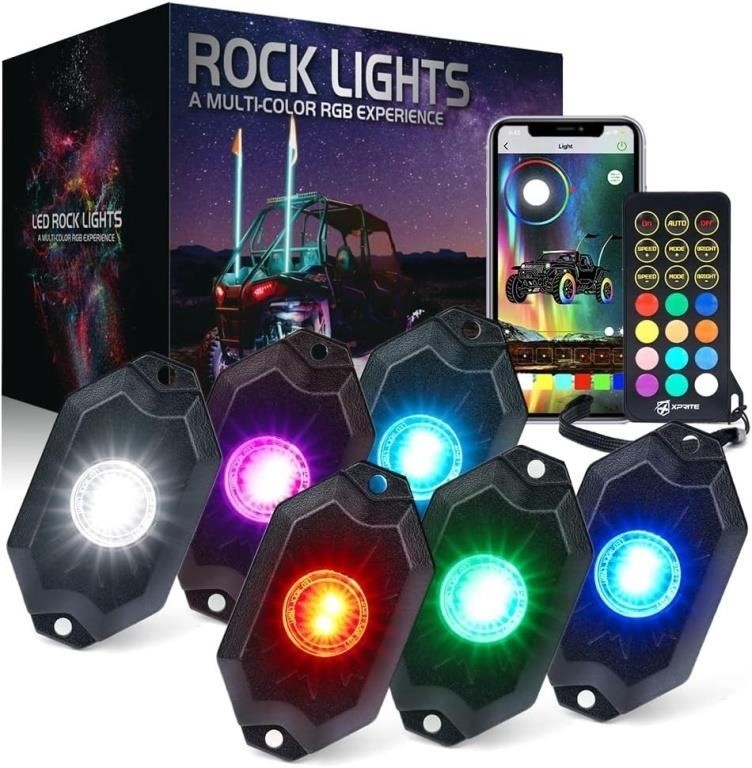 Xprite RGBW LED Rock Lights Kit 6 Pods with