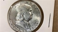 1951 Eisenhower half dollar silver coin,
