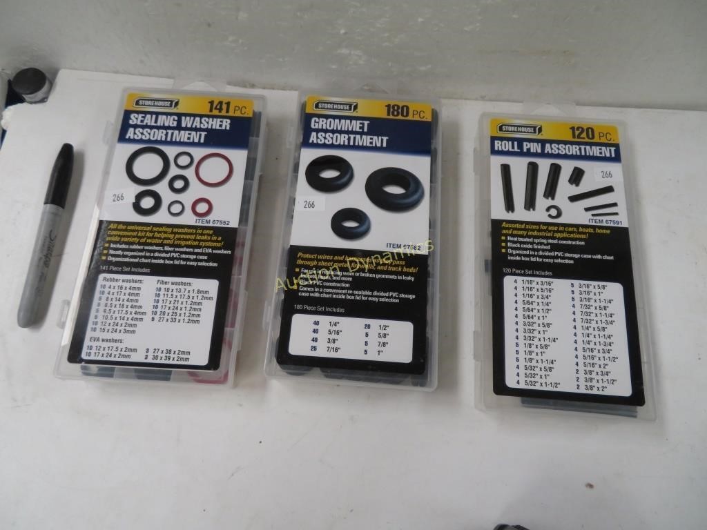 Lot: Washer, Grommet & Roller Pin Assortments