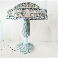 Antique two socket blue wicker lamp