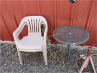 Two Deck Chairs and Metal Deck Table