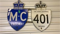 Highway Signs M-C Freeway and Kings Highway 401