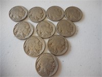 10pc Buffalo Nickels w/ Readable Dates