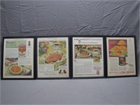 4 Vintage Classic Framed Food Advertisements