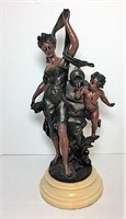 Cast bronze Sculpture of Woman & Cherub