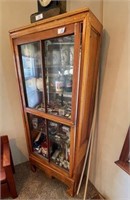 Lighted Wooden Cabinet w/Glass Doors