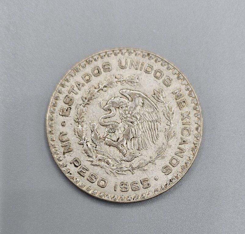 1965 Mexico Silver 1 Peso - Rare Date
