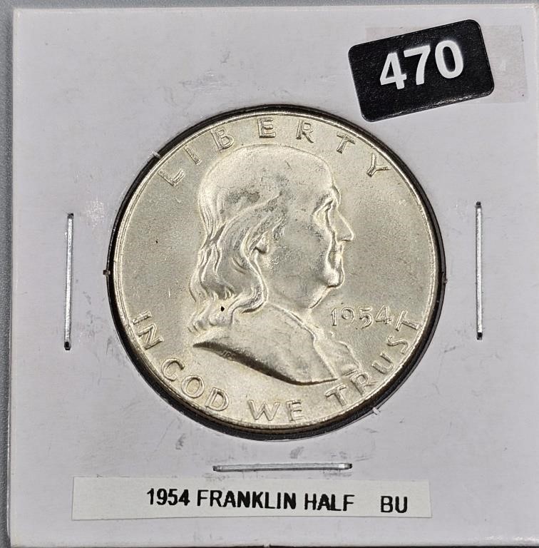 1954 BU Franklin Silver Half Dollar