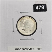 1946 S US Silver Roosevelt Dime BU