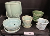 Vintage Baby Blue McCoy Planters, Vases, Pottery.