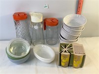 Tang Jar, Corning, Pyrex & Juice Glasses
