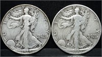 1939 & 1942 Walking Liberty Silver Half Dollars