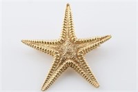 18k Yellow Gold Starfish Brooch