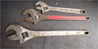 3 Vintage Crescent Wrenches Various Sizes