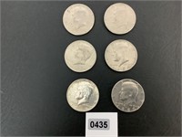 6) KENNEDY HALF DOLLARS