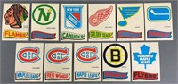 11pc 1974 Topps Hockey Team Logo Cards