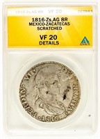 Coin 1816-Z Silver 8 Reales Mexico-ANACS VF20Det