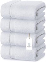 LUXURY WHITE BATH TOWELS SET OF 4 27X54IN