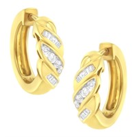 Elegant 14k Gold .25ct Diamond Hoop Earrings