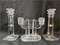3pcs Vintage Glass Candlestick Holders