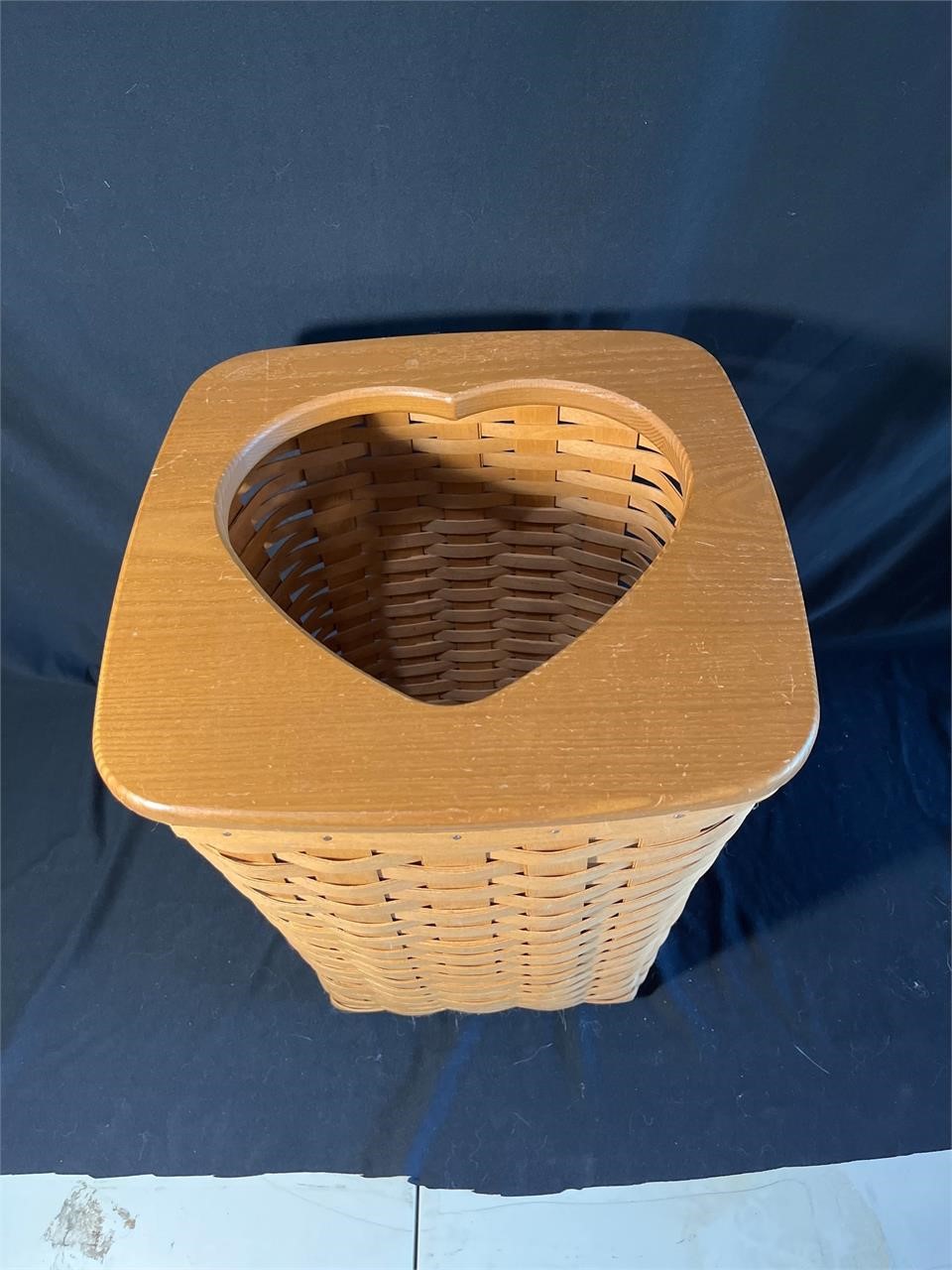 Tall Longaberger Basket with heart cut out lid