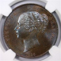 GREAT BRITAIN: 1858 Penny NGC MS65 BN