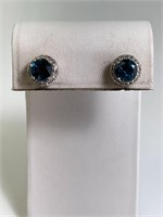 Large Sterling "London Blue" Topaz Stud Earrings
