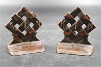 PAIR OF BRONZE FINISHED BOOKENDS