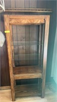 WOOD DISPLAY UNIT WITH GLASS SHELVES