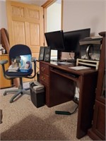 Desk, Paper Shredders, 2 Monitors, Telephone