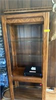 WOOD DISPLAY UNIT WITH GLASS SHELVES