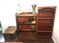 Two Wood Book Cases & Contents