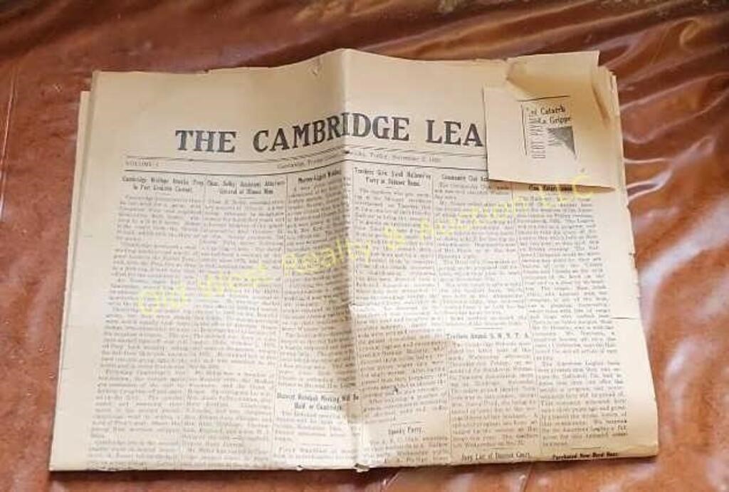 Cambridge 1923 Newspaper (U)