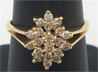 Diamond Cluster And 14k Gold Ring