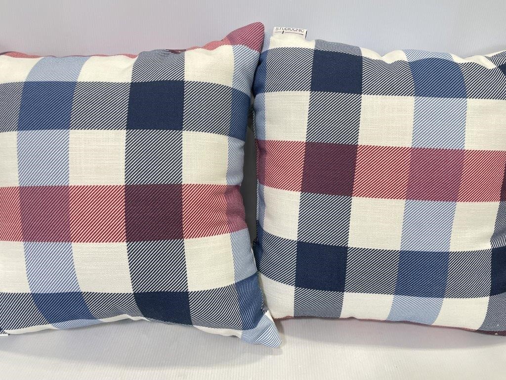 Pair of Studio Chic red white & blue throw pillows