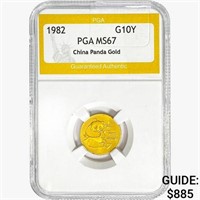 1982 1/10oz. Gold China Panda 10 Yuan PGA MS67