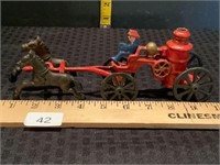 Vintage Cast Iron Horse Drawn Fire Pump Wagon