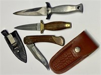 3 Stainless "Pakistan" Knives, One Folding
