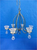 Wire & Glass Candle Chandelier 19" H