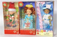(3) NIB 2001 Mattel Christmas Kelly Dolls